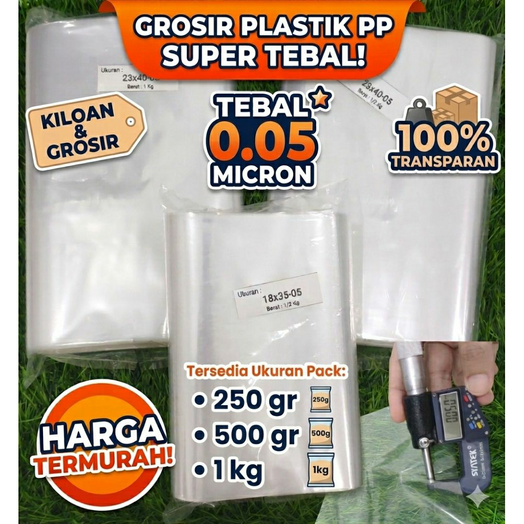 Plastik PP Bening Tebal 0.05 mm Kiloan Grosir Plastik Snack & Laundry