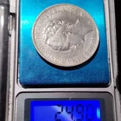 koin wilhelmina 2 1/2 golden perak asli