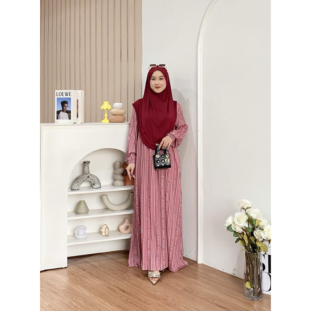 ( MOTIF TERBARU ) SALWA DRESS HIJAB - dress set hijab premium