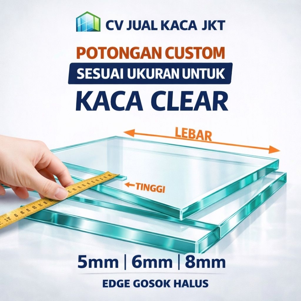 Kaca Clear / Kaca Bening 8 mm ( 8 mili ) masih tajam Volume 1 m2