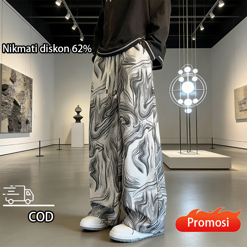 Celana Pria Corduroy  Celana Panjang Loose Fit Pinggang tengah Gaya Jalan M~3XL