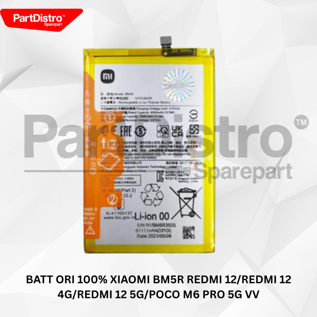 BATT ORI 100% XIAOMI BM5R REDMI 12/REDMI 12 4G/REDMI 12 5G/POCO M6 PRO 5G