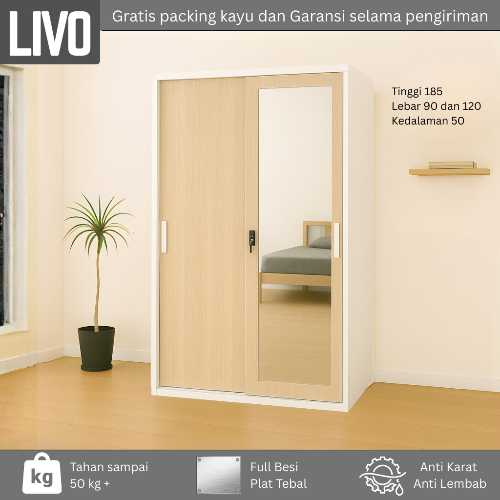 CELINE.Lemari Baju Sliding - Almari Baju sliding - Lemari Baju 2 Pintu - Lemari baju Sliding kaca