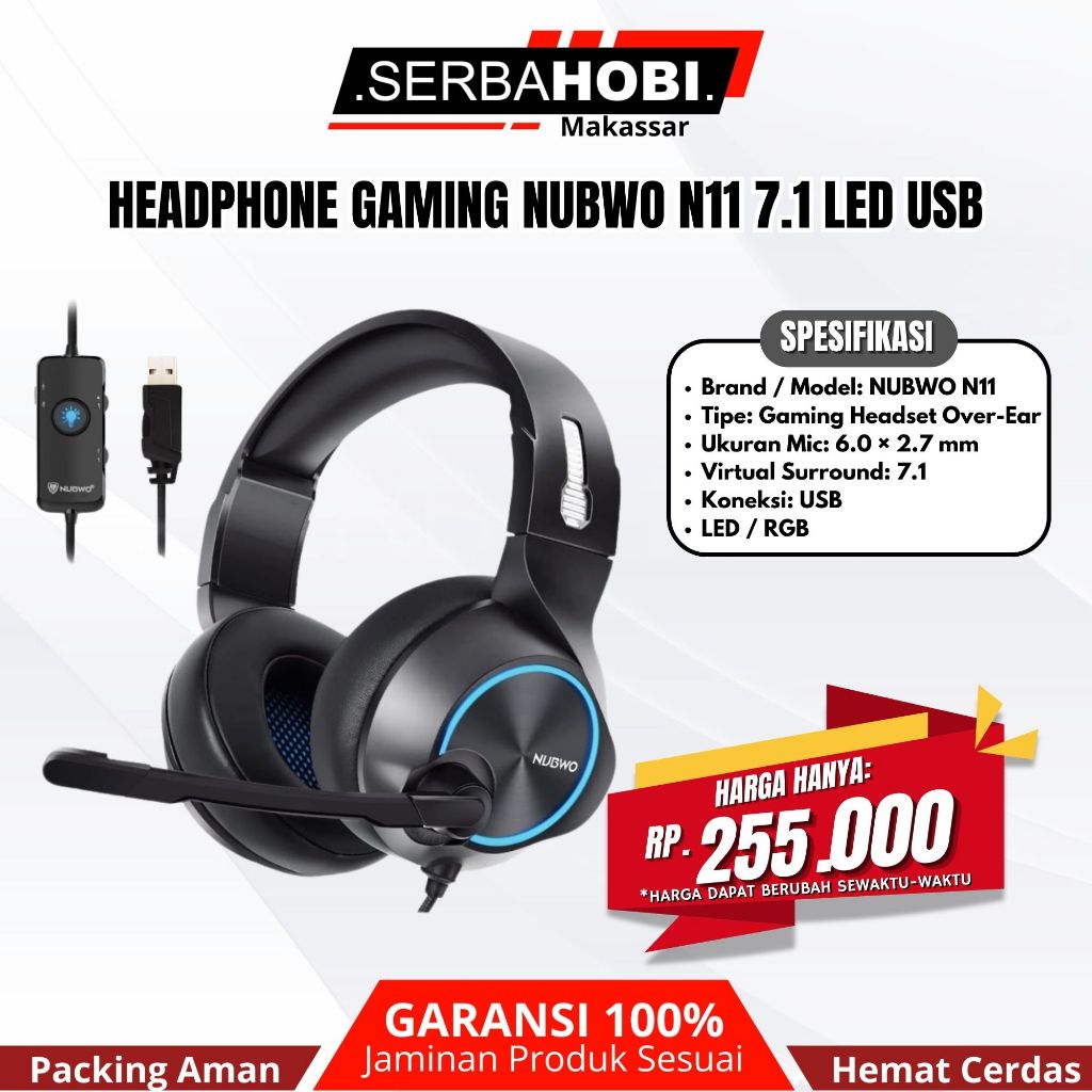 HEADPHONE GAMING NUBWO N11 7.1 USB / HEADSET GAMING USB