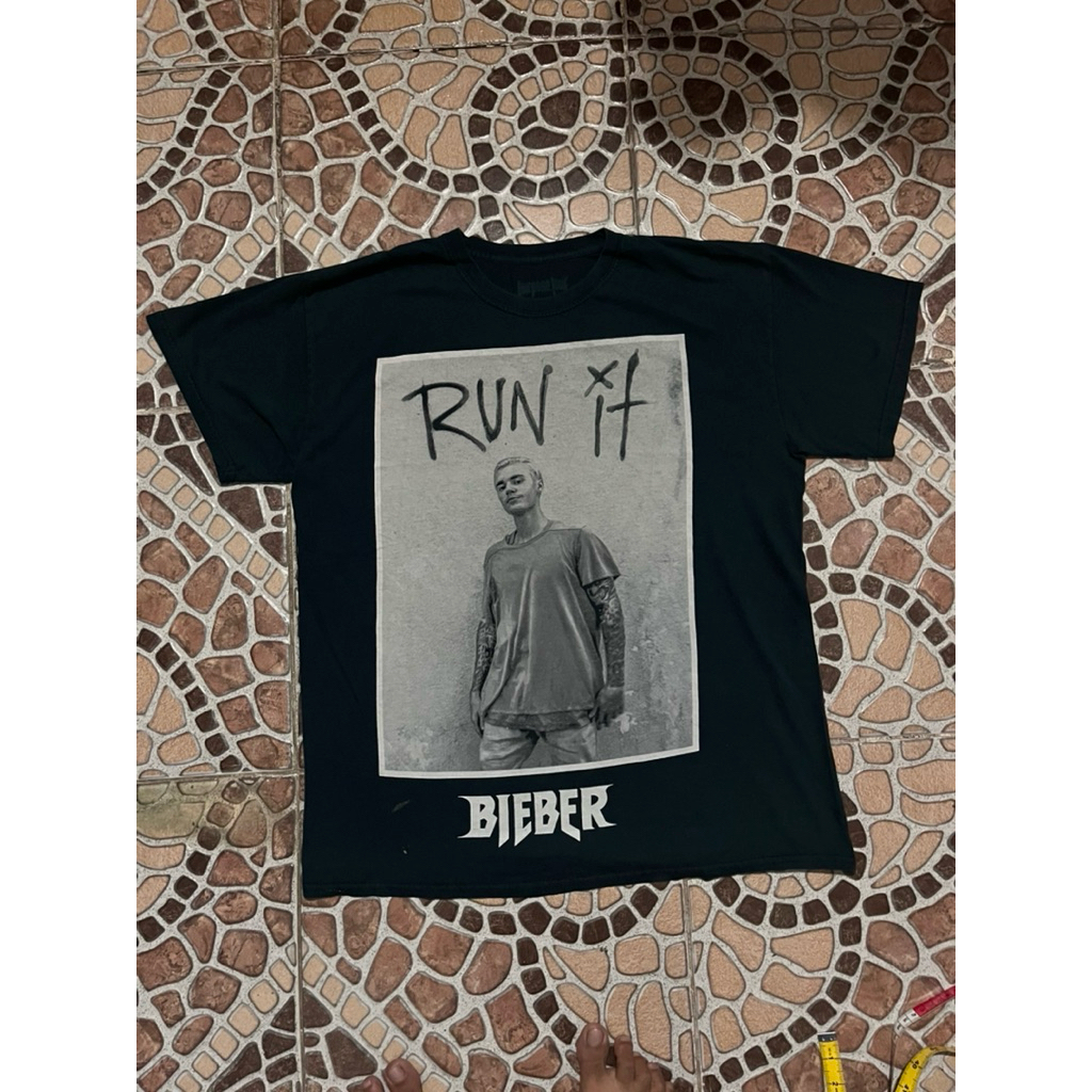 Justin Bieber Purpose Tour official Tag merchandise “Run it “ Cotton Tshirt