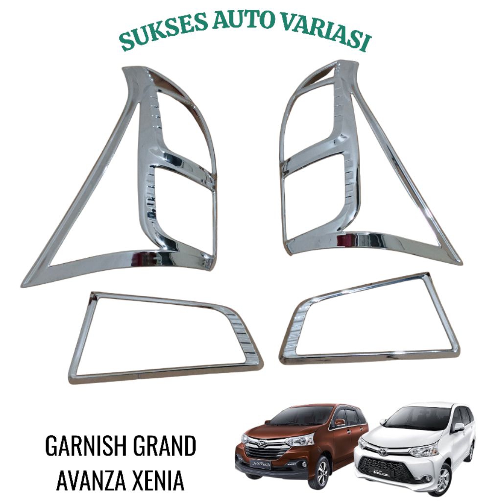 GARNISH LAMPU BELAKANG MOBIL GRAND AVANZA XENIA VELOZ 2015-2018 CHROME