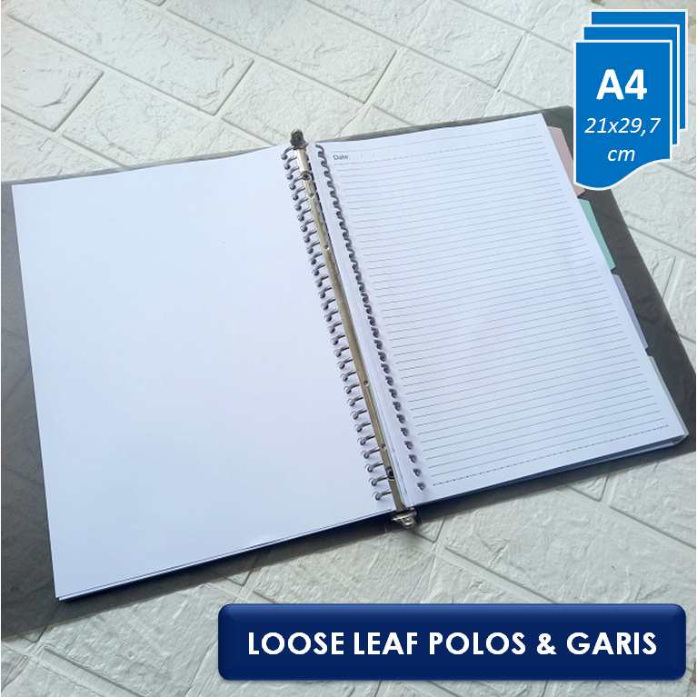 Loose Leaf A4 50 Lembar Polos Garis Isi Binder Notebook Refill A4