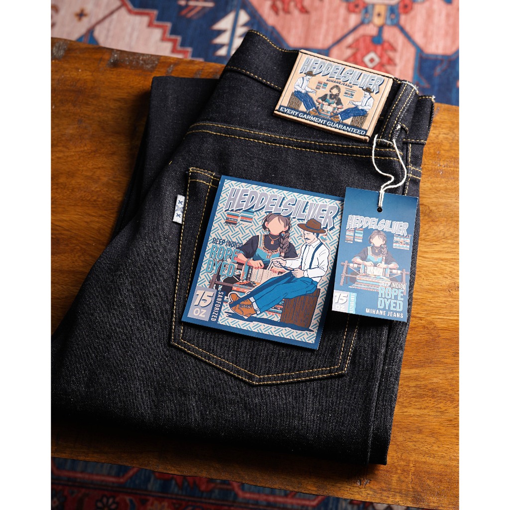 Mihane Jeans - Celana Jeans Pria - Heddelsilver 15oz Sanforized Silver Line Selvedge - Straight Cut