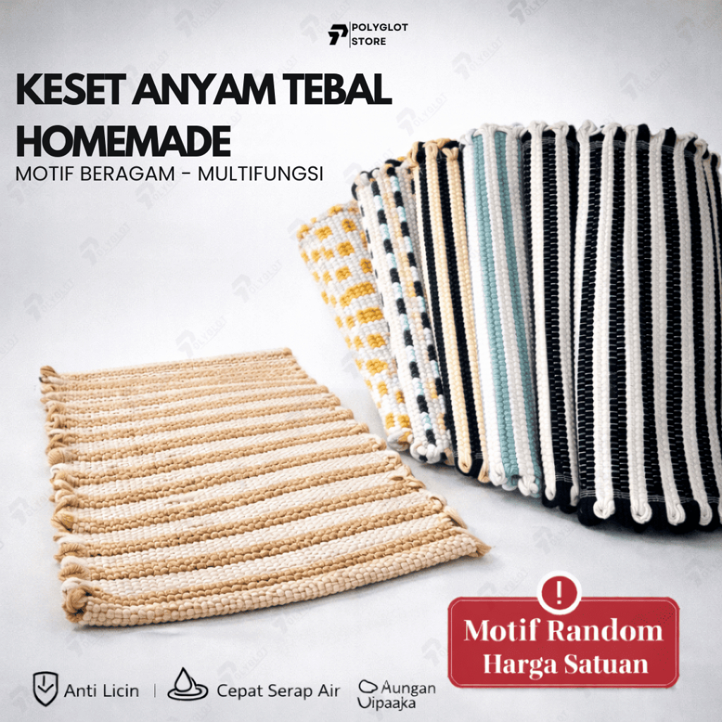 Keset Tenun Bahan Tebal Dan Menyerap Anti Licin Keset Lantai / Keset Kamar Mandi / Keset Kaki