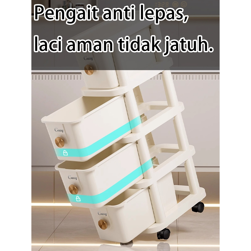 Lebar18/25cm Laci Plastik/Rak Dapur Plastik/Rak Susun Penyimpanan Plastik