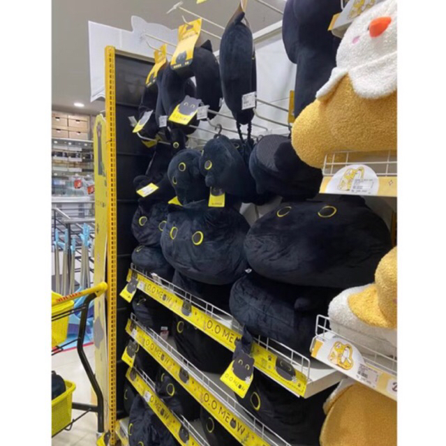 Boneka Mr.Diy X OO MEOW KITTEN BLACK / bantal leher / boneka leher / boneka kucing black