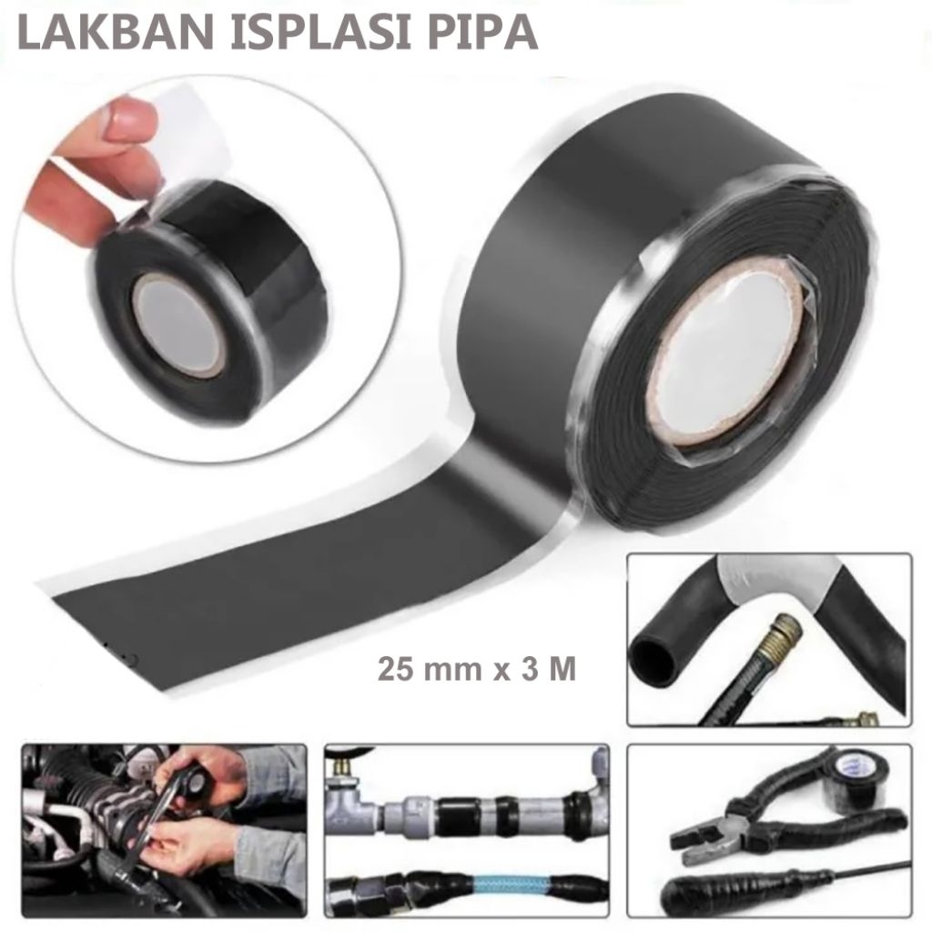 Lakban Isolasi Pipa Ledeng Segel Kebocoran Tape 25mm 3M - A93 - Black