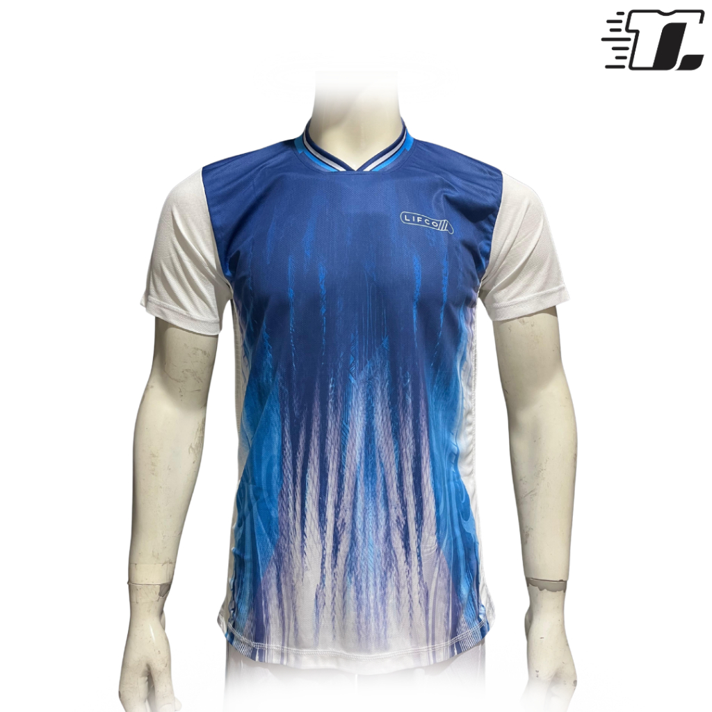Jersey Badminton  Jersey Lari Lifco Print Depan Biru Putih Jersey Olahraga Voli / Badminton / Futsal