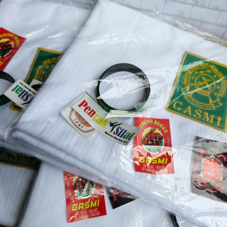 SELENDANG GASMI, SABUK PENCAK SILAT GASMI PUTIH, SELENDANG MORI GASMI 3 METER FREE GELANG DAN STIKER