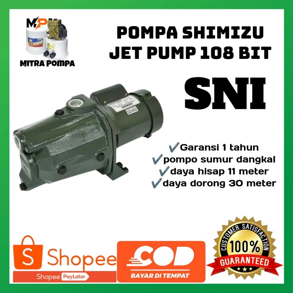 pompa air shimizu jet 108 Bit daya hisap 11m bergaransi