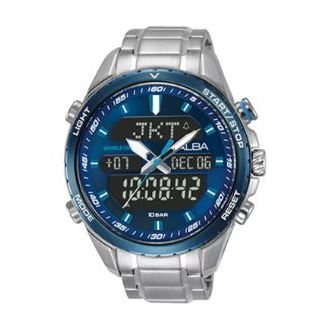 Jam Tangan Pria Alba Original Garansi Resmi AZ4059 AZ4059X1 Strap Stainless Steel Silver Digital Ana