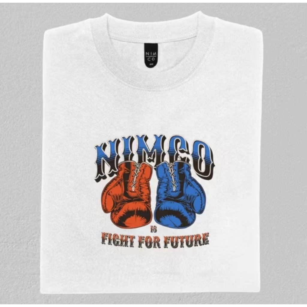 kaos T-shirt Distro Nimco Vision oranye blue