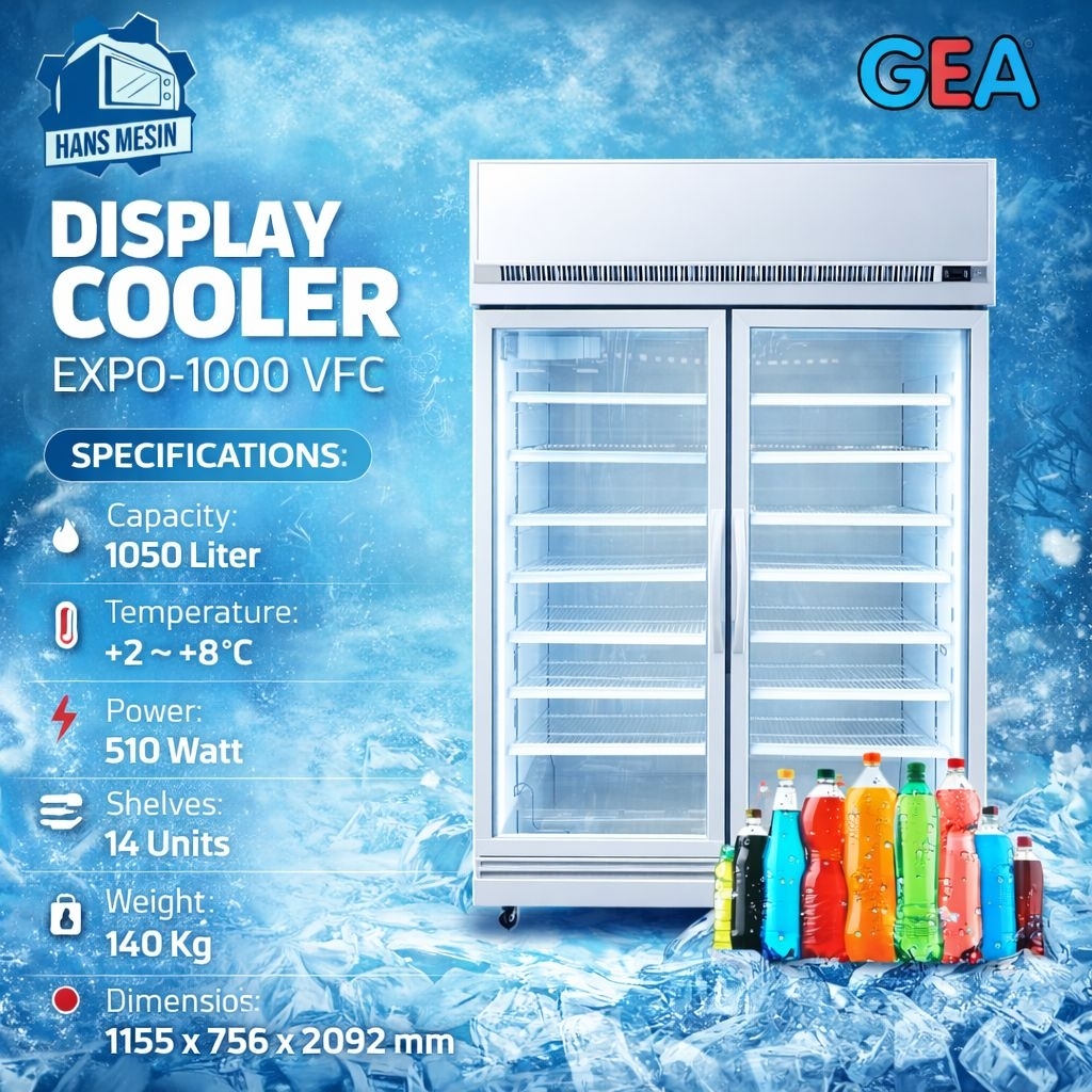 DISPLAY COOLER (GEA) EXPO-1000VFC / Showcase GEA 2 Pintu 1050 Liter