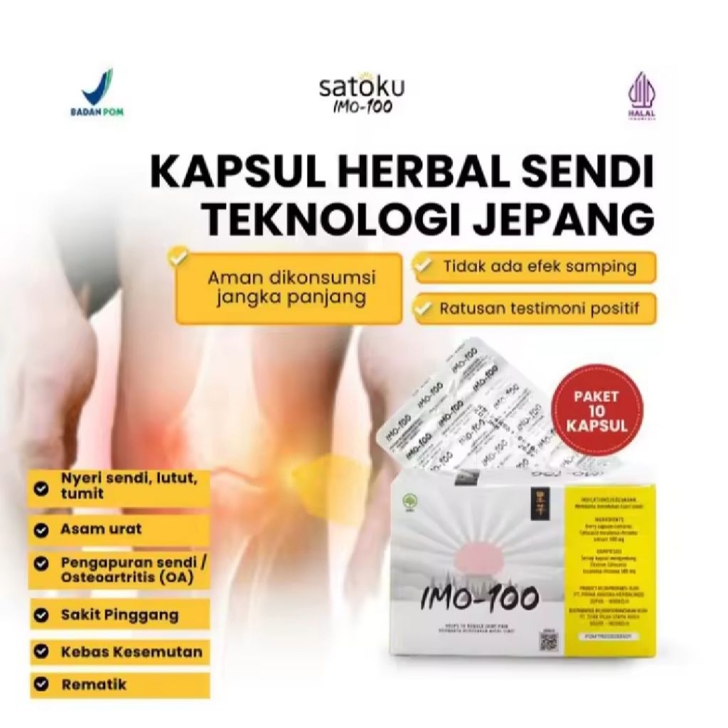 1 BOX Satoku Imo-100 Obat Herbal Nyeri Sendi Lutut Asam Urat Rematik Dan Kolesterol Bpom Satoku Imo1