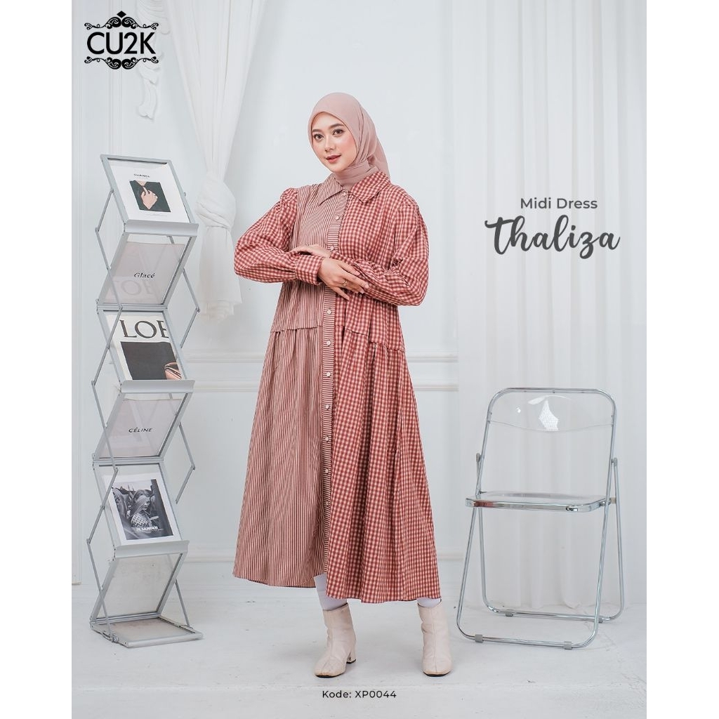 New Arrival CU2K MIDI Dress Thaliza Bahan Katun Haruka Premium Midi Kombi Original CU2k