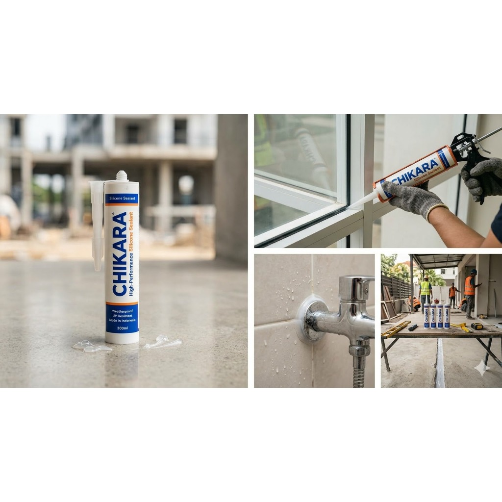 SEALANT CHIKARA UNTUK KACA ALUMINIUM WARNA HITAM PUTIH COKLAT