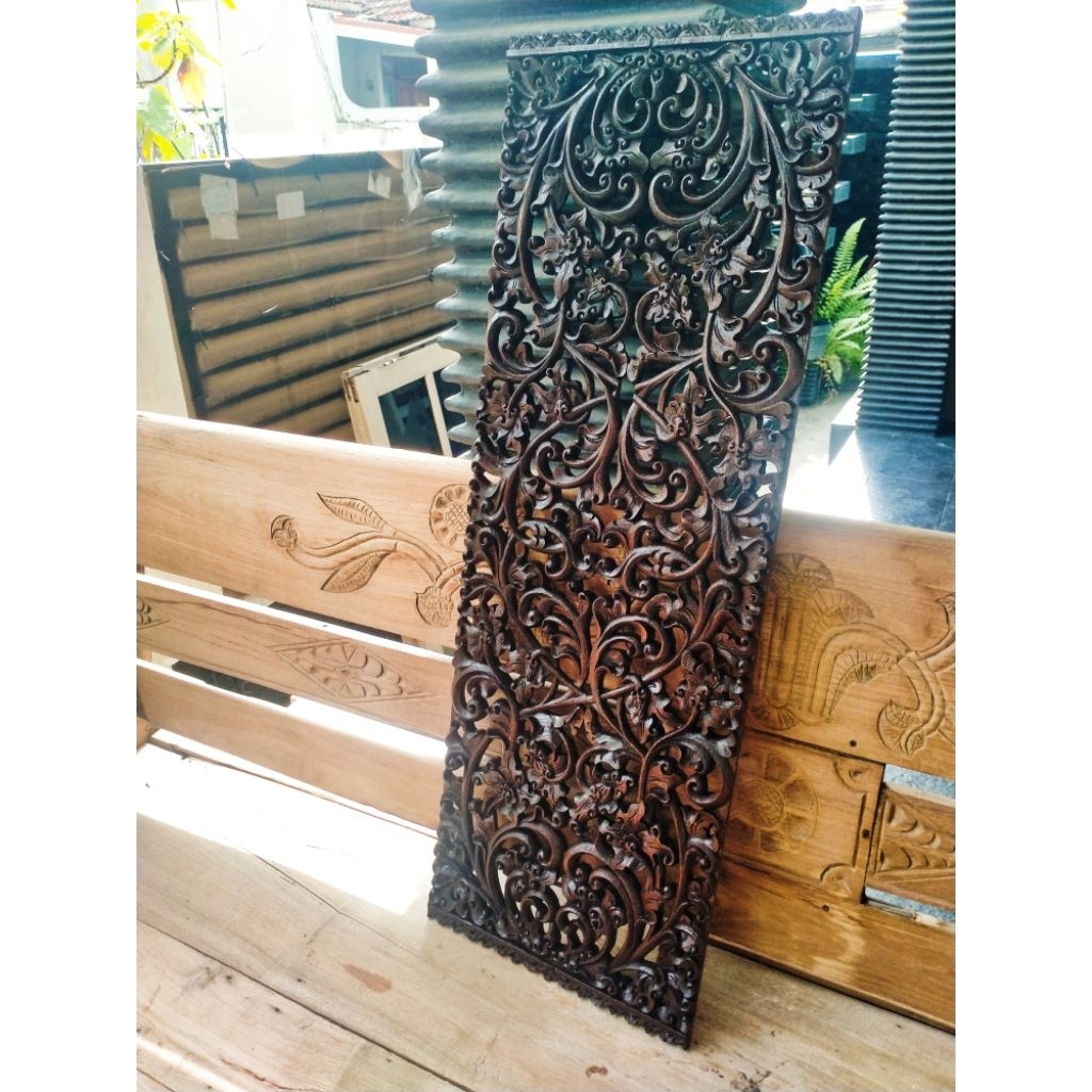 Ukiran tempel kayu jati, Hiasan Dinding, Ornamen ukiran kayu, Ukiran kayu jati