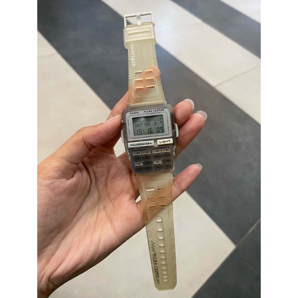 Preloved Casio Databank Vintage DBC-63 Micro Cosmos Telememo 50 Calculator Watch Ori