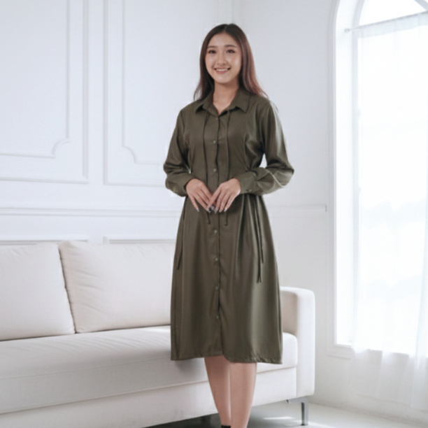 REUBYS - Hemera Dress | Dress kemeja formal korean hijab no hijab casual midi dress