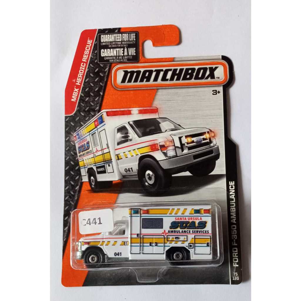 Matchbox - Ford F-350 Ambulance White MBX Heroic Rescue Santa Ursula SUAS