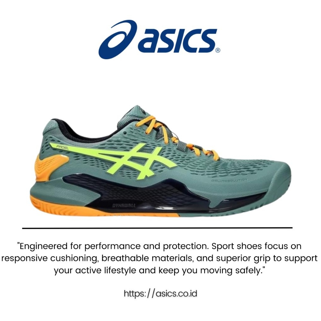 Sepatu Tenis Asics Gel - Resolution 9 Padel Celadon Safety Yellow Original