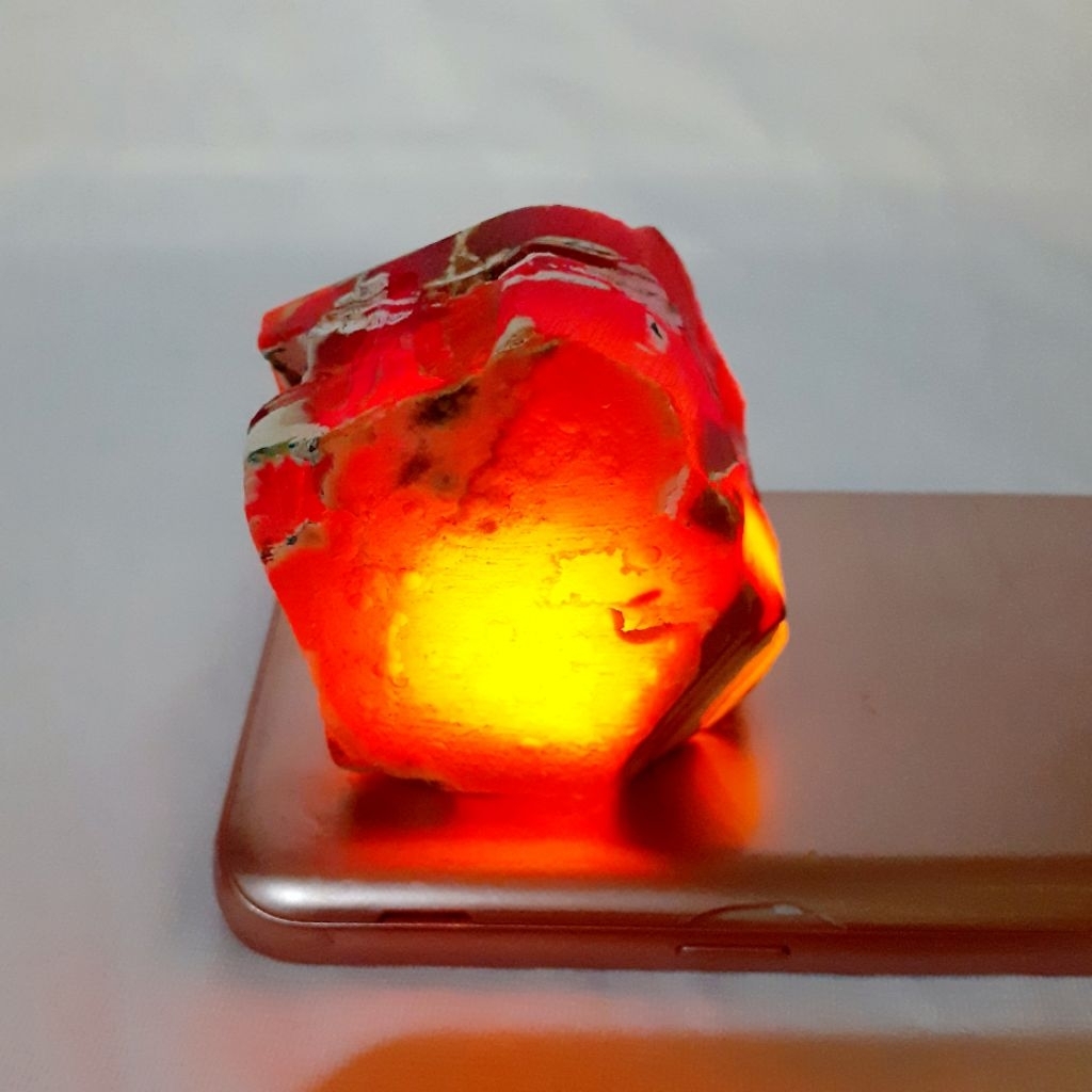 bahan batu akik cempaka merah orange asli alam