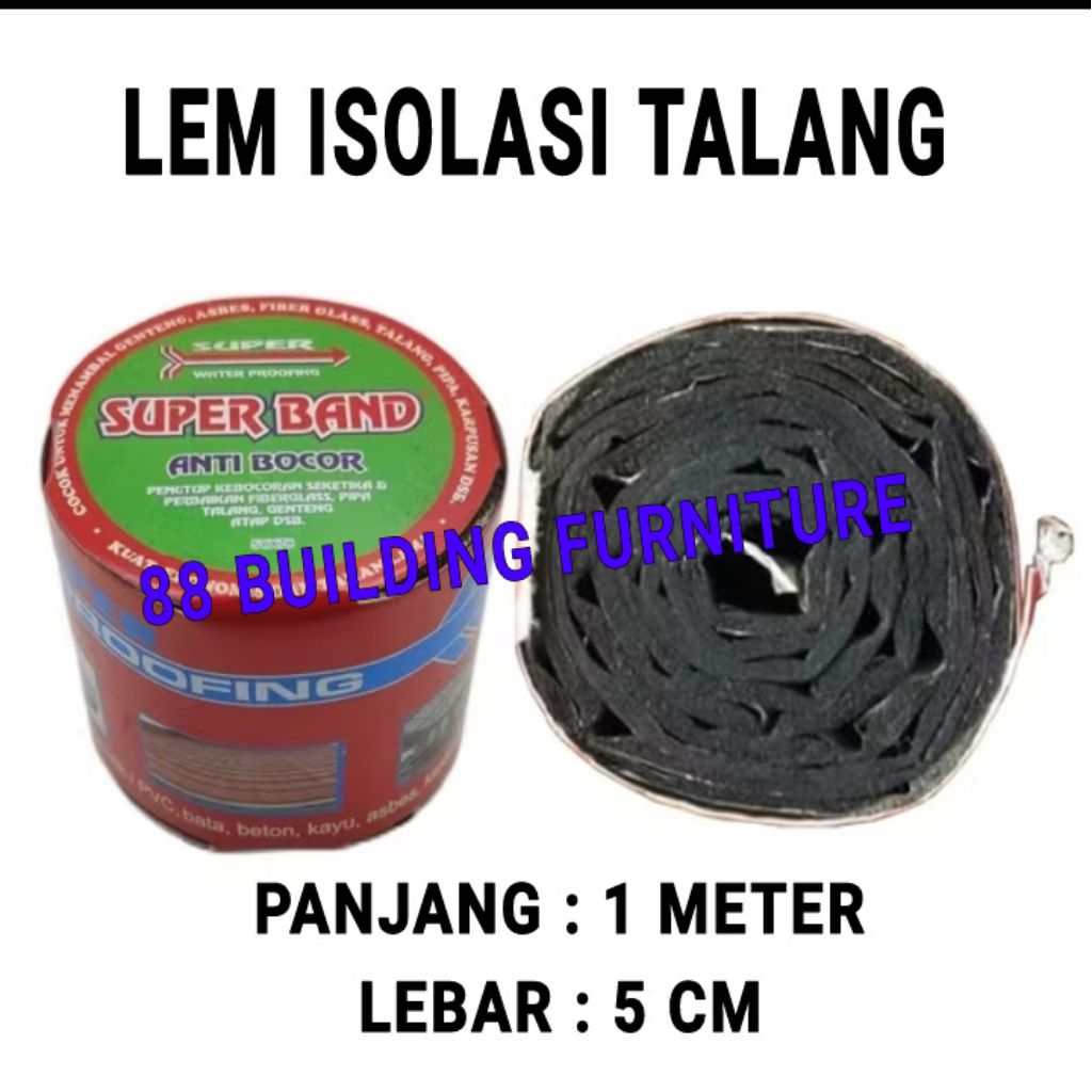 LEM ISOLASI TALANG AIR PANJANG 1 METER LEBAR 5 cm Merk SUPERBAND / SOLASI LAKBAN ALUMINIUM ANTI BOCO