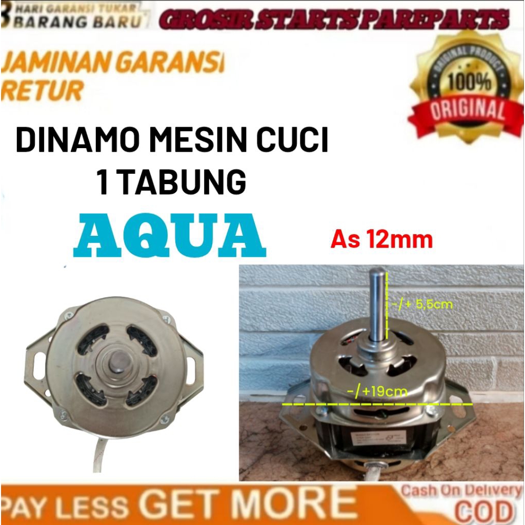 dinamo mesin cuci 1 tabung as 12mm, mesin cuci AQUA