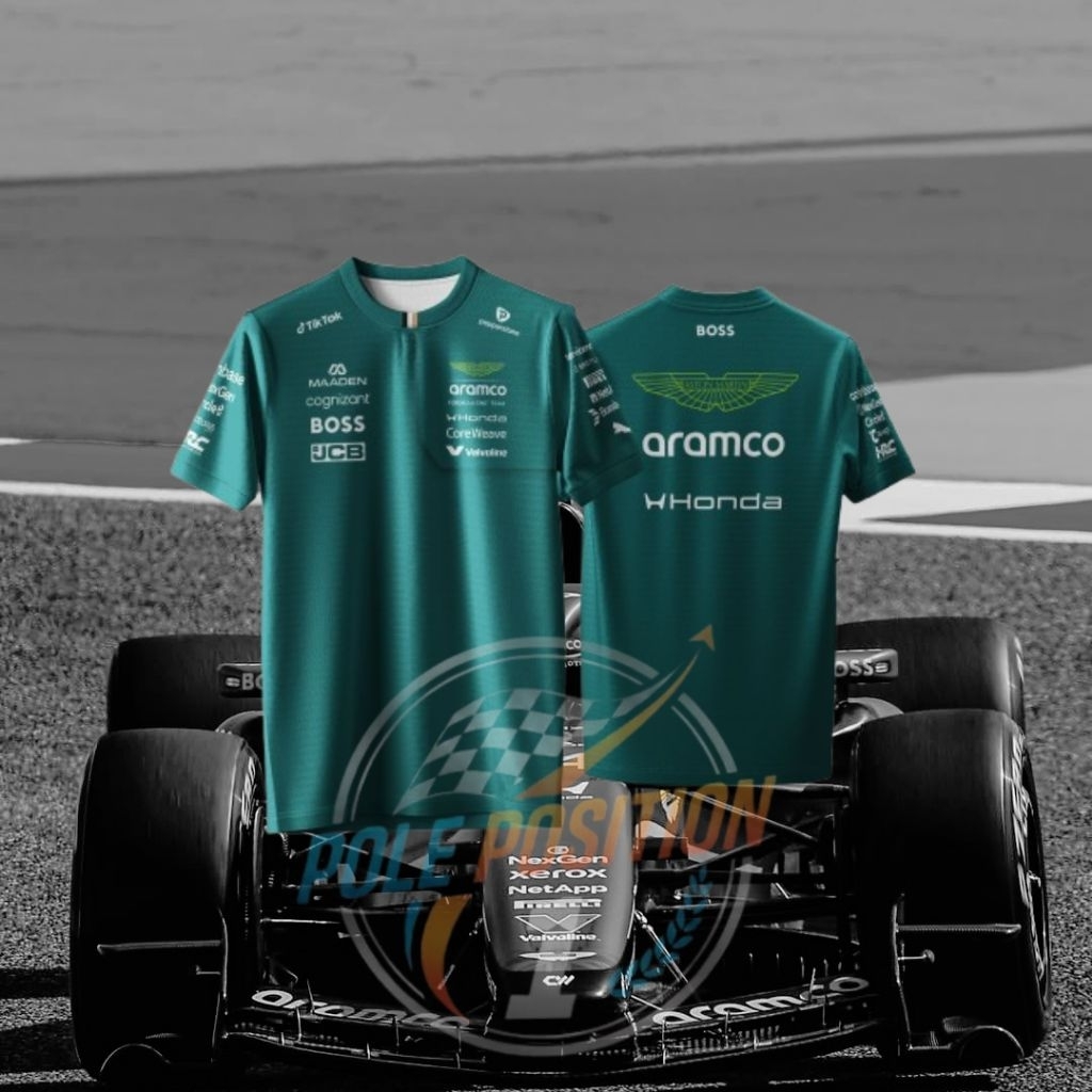 PROSES KILAT Jersey F1 Aston Martin 2026 Crew Hijau Fullprint Lengan Pendek