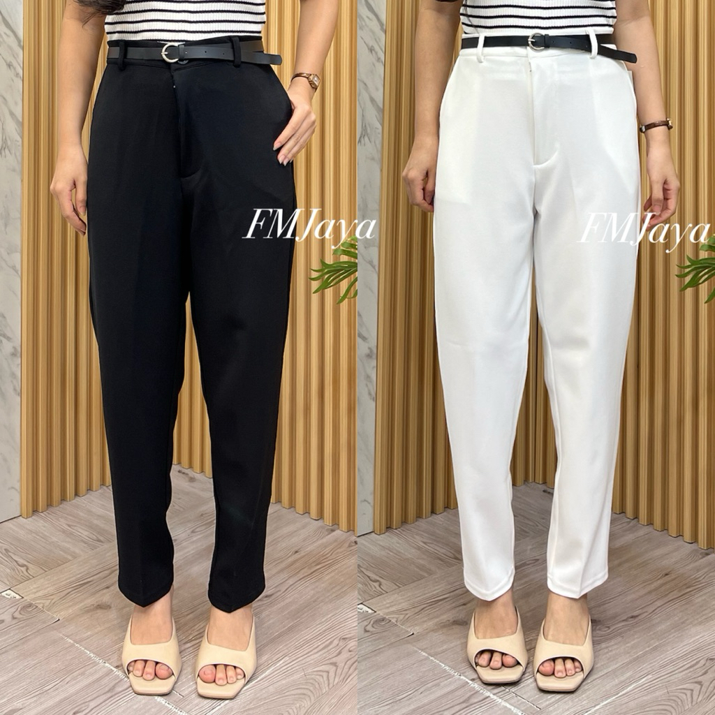 CELANA BASIC WANITA + BELT 739 || CELANA WANITA KERJA || CELANA PANJANG FORMAL || CELANA FREE BELT