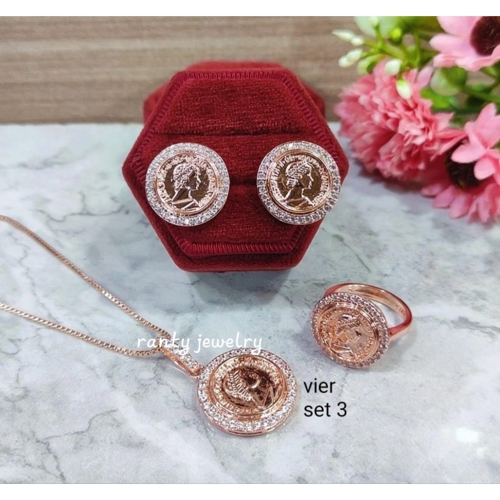 Set  Replika Berlian, Blue Sapphire model Labu Terbaru, Replika Berlian, Anti karat