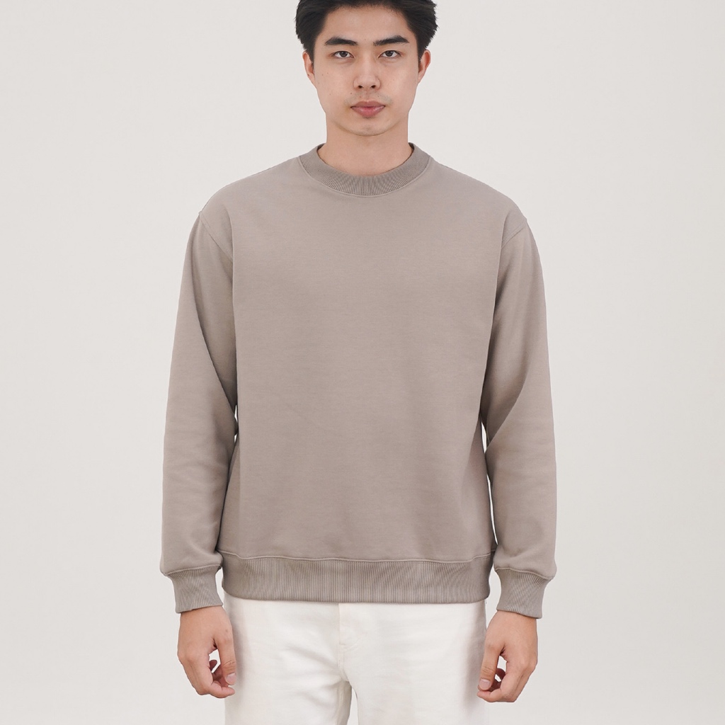 Basicale Crewneck Micro Cotton Cool Breeze 290 GSM Anti Kusut Beige Khaki Coklat Susu