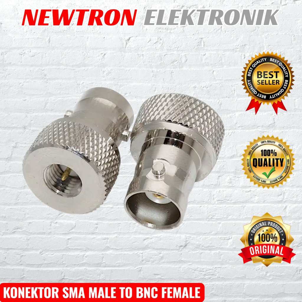 Konektor SMA Male To BNC Female Silver untuk Antena HT Weierwei VEV V8 Plus V8Plus Compatible Firstc