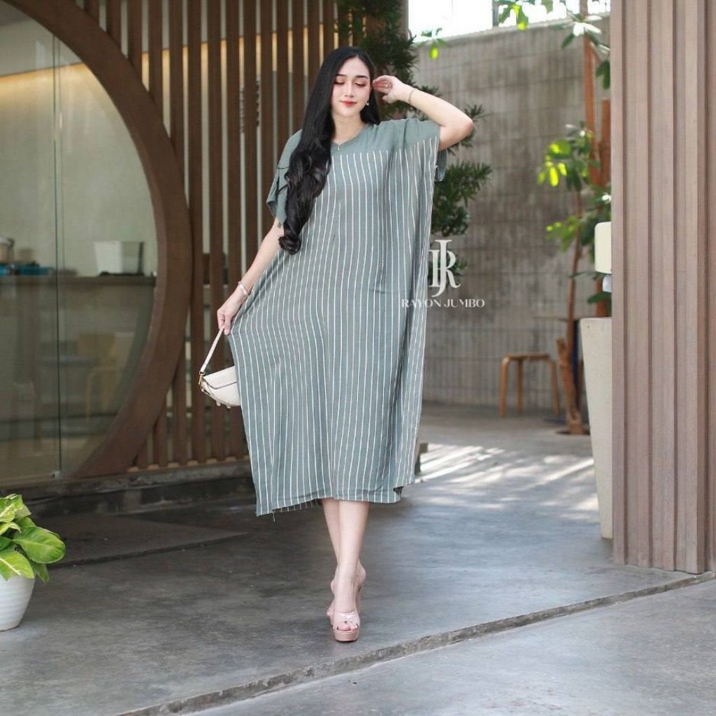 Ranya Jumbo Dress Stripe – Dress Wanita Longgar Premium LD 140 PB 118