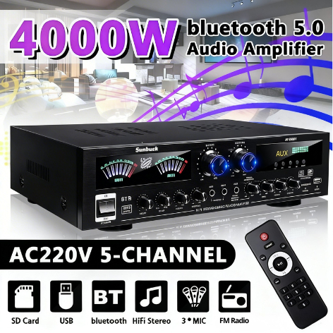 MEGA Sunbuck Power Ampli Amplifier Bluetooth Super Bass / Amplifier Rakitan RumahanAV 555BT