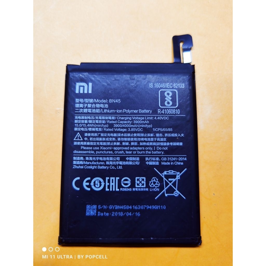 Batrai Redmi Note 5/ Note 5 Pro BN45 Original Cabutan