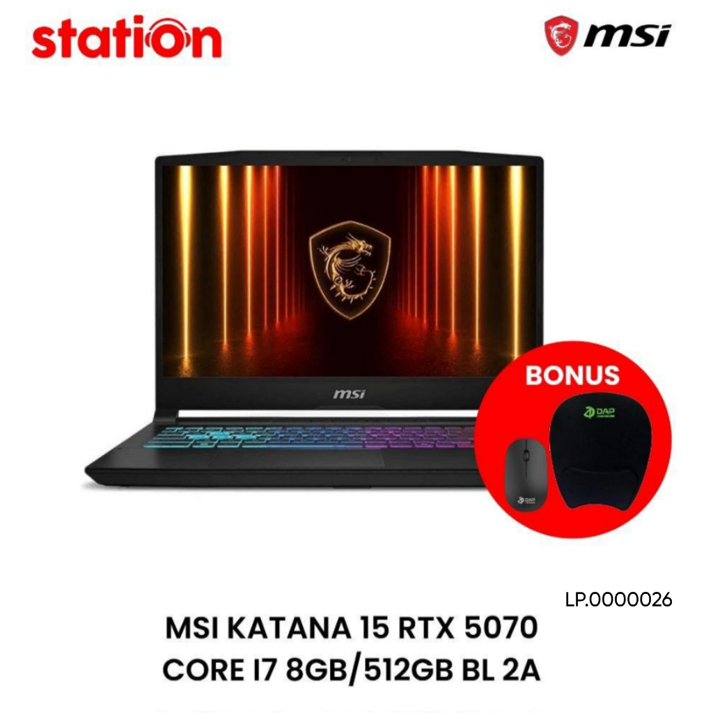 LAPTOP MSI KATANA 15 RTX 5070 CORE i7 8GB-512GB BLACK