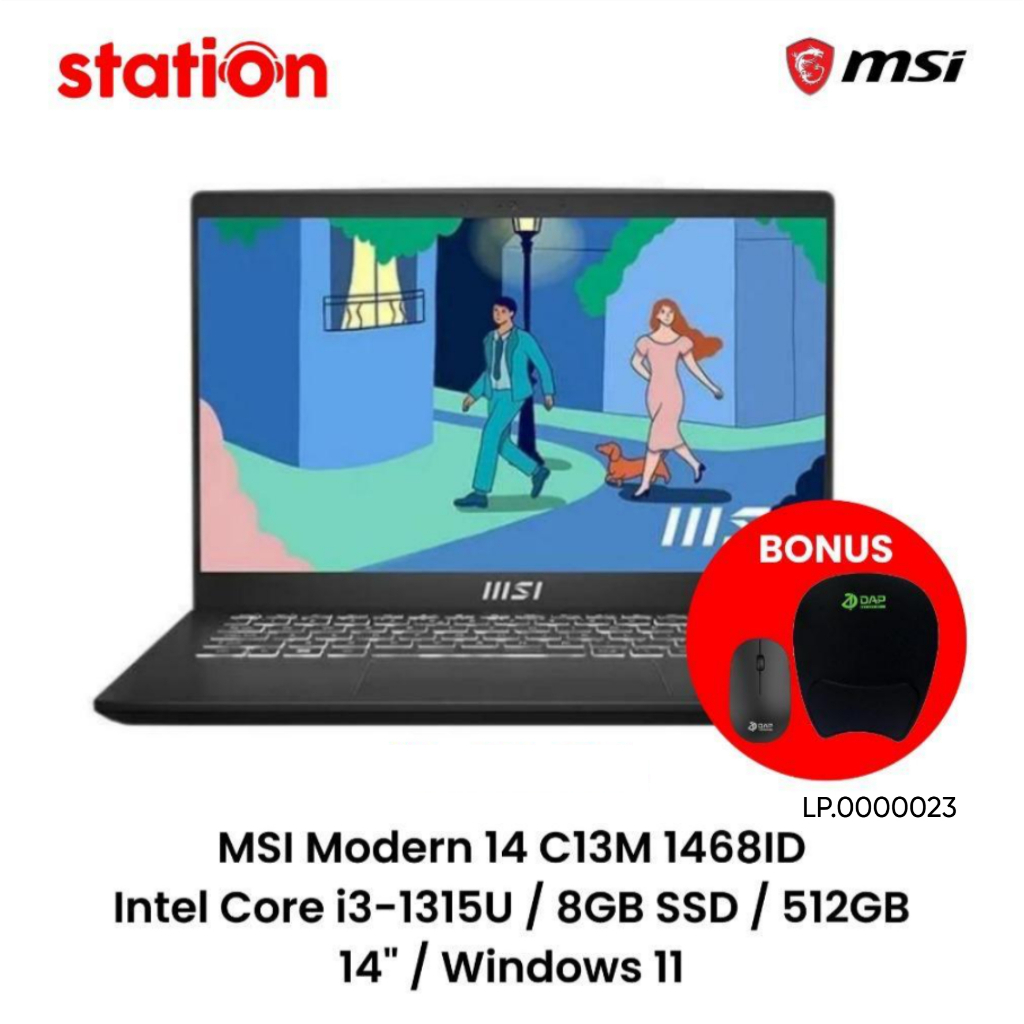 LAPTOP MSI MODERN 14 C13M 1468ID i3-1315U 8GB- 512GB BLACK