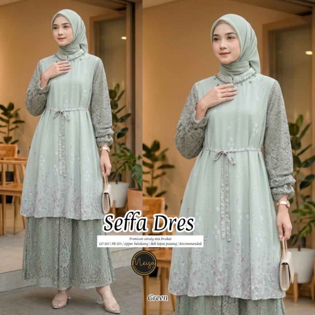 iL Seffa dress l atasan baju muslim gamis lebaran gamis mewah wanita