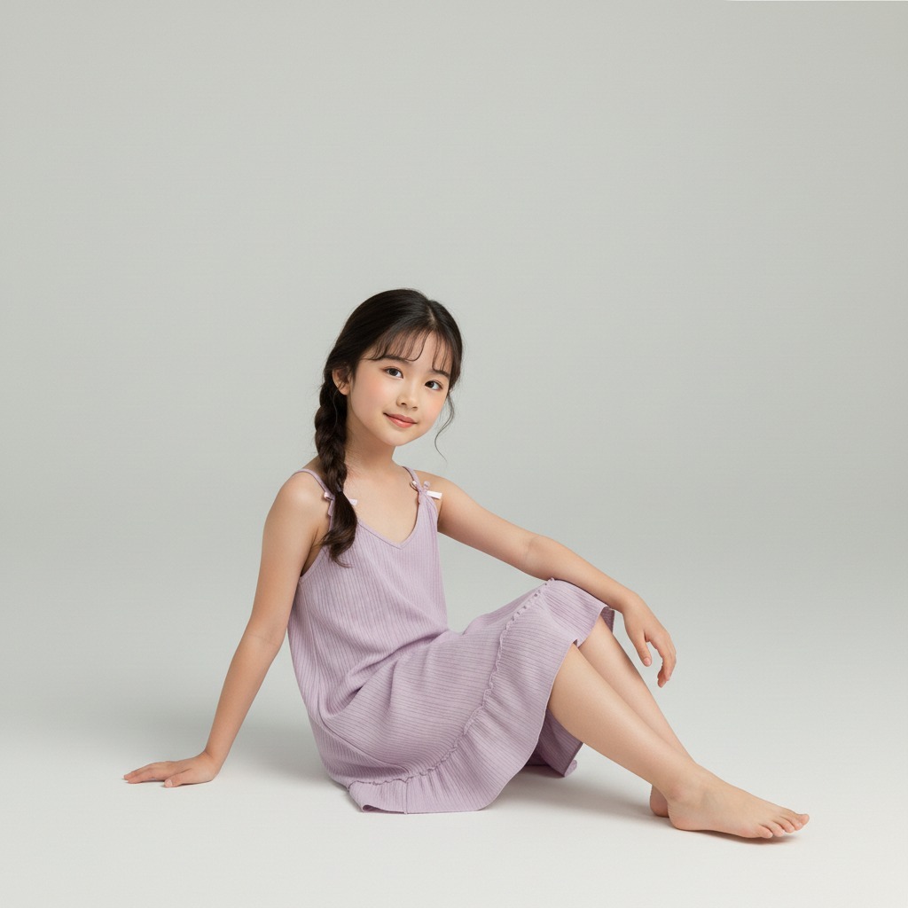 TERNYAMAN DRESS RUFFLE TALI KECIL HALUS PAKAIAN ANAK PEREMPUAN BAHAN HYGT POLOS ADEM