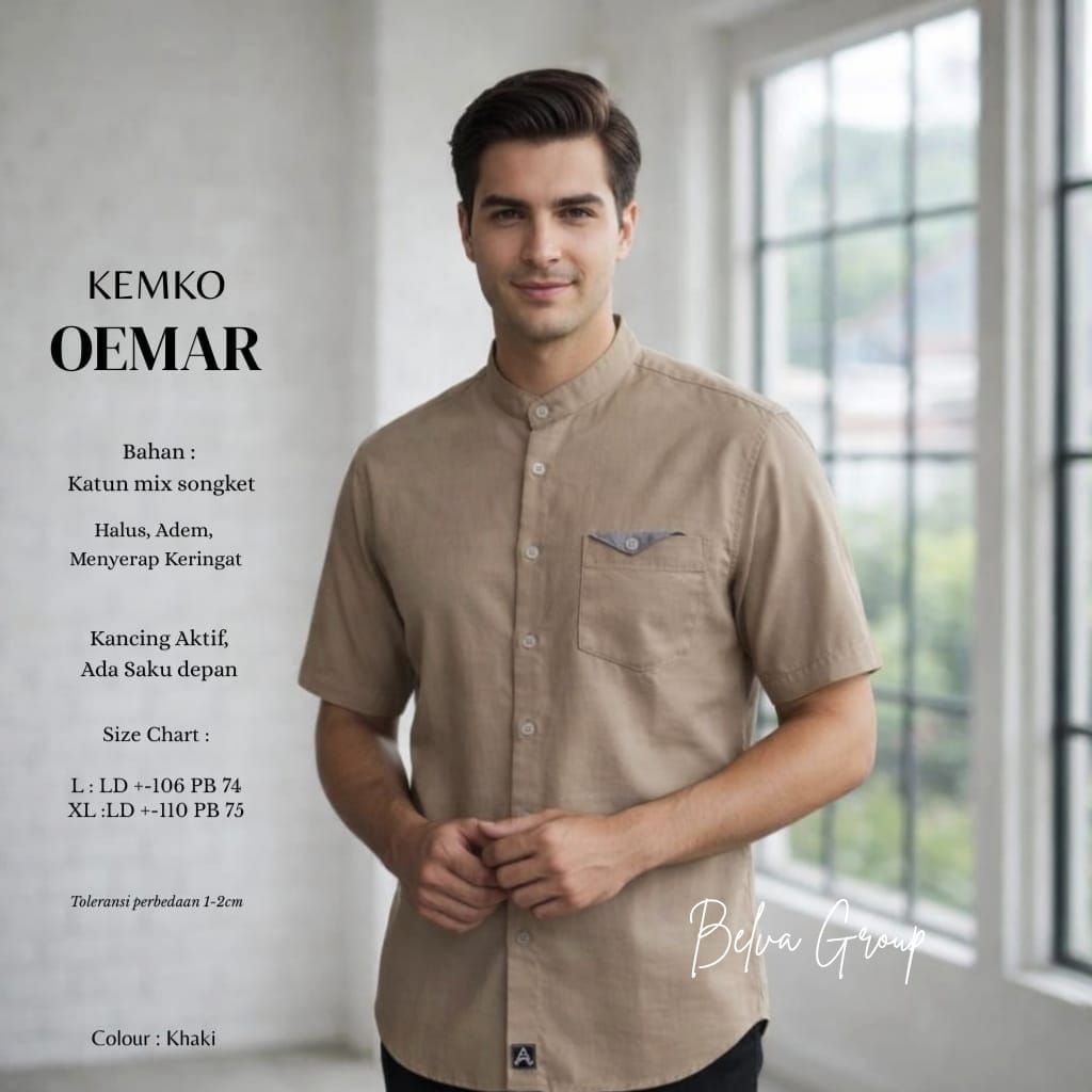 OEMAR KEMEJA KOKO KEMKO POLOS PRIA BY RDK BELVA
