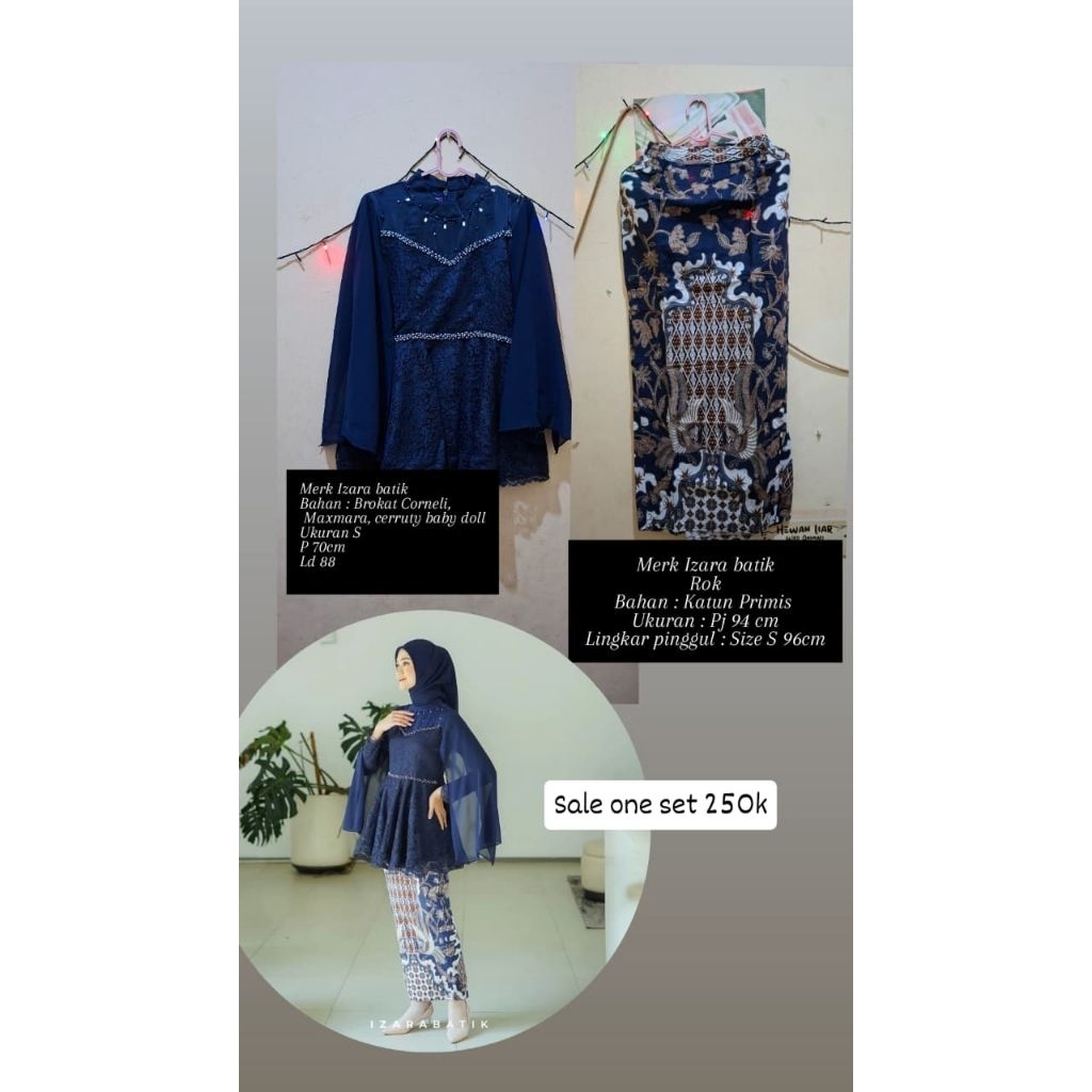 [PRELOVED] Kebaya modern Izara batik Navy
