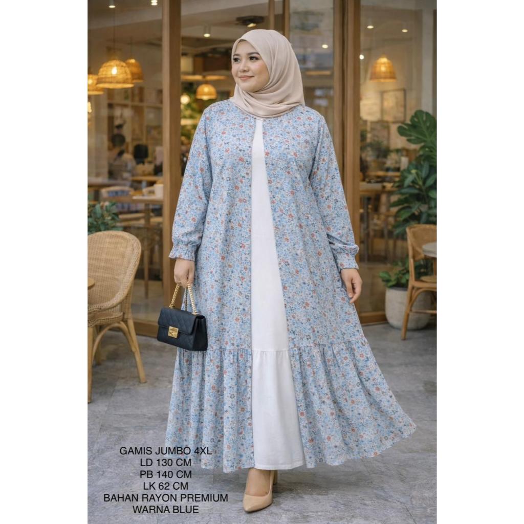 Gamis Jumbo Ld 130 Cm Model Outer Bahan Rayon Premium - Aretha Dress