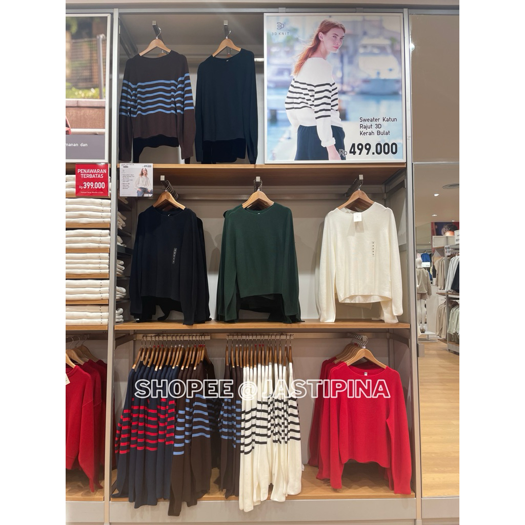 SALE Sweater Katun Rajut 3D Wanita UNIQLO JASTIP