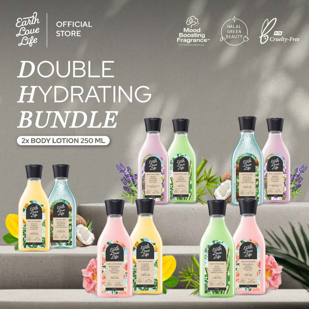 [DOUBLE LOTION] Earth Love Life Bundle Body Lotion 2 x 250mL | Body Serum | Lotion Wangi, Mencerahka